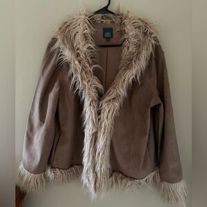 Wild Fable Brown Jacket with Fur Trim